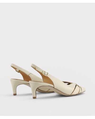 zapato destalonado Pedro Miralles Rasines off white tacón cónico vista trasera