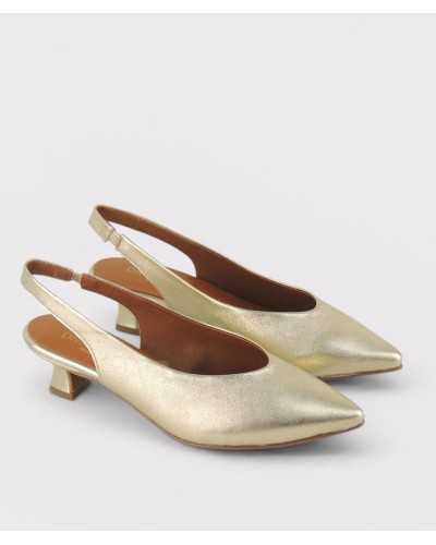slingback Divina Martina Marina dorado interior forro piel