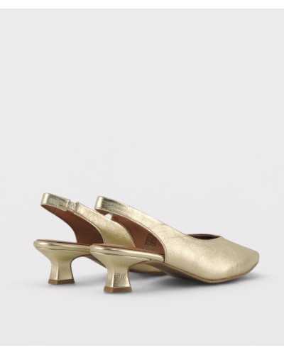 slingback Divina Martina Marina dorado trasera tacón carrete