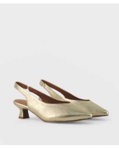 slingback Divina Martina Marina dorado tres cuartos frontal