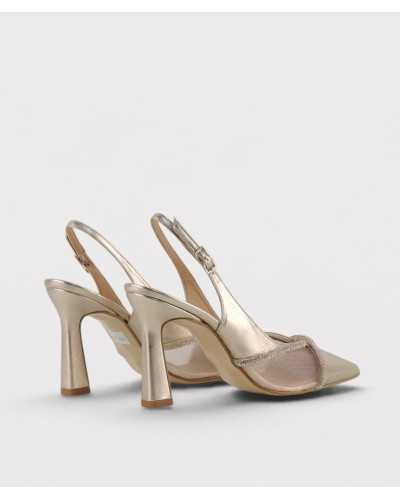slingback fiesta Ezzio Alhama dorado rosado trasera tacón trompeta