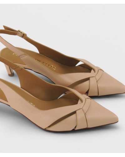 slingback Pedro Miralles Rasines nude piel cruce tiras tres cuartos frontal