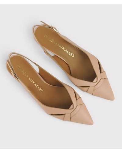 slingback Pedro Miralles Rasines nude vista superior cruce tiras puntera