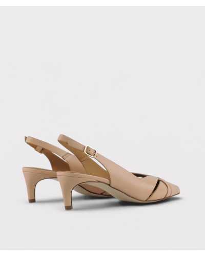 slingback Pedro Miralles Rasines nude trasera tacón kitten hebilla dorada