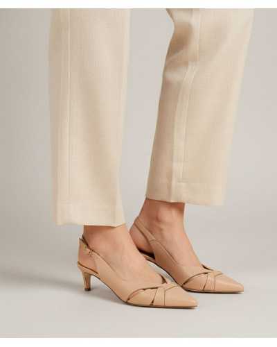 slingback Pedro Miralles Rasines nude piel puesto pantalón crudo