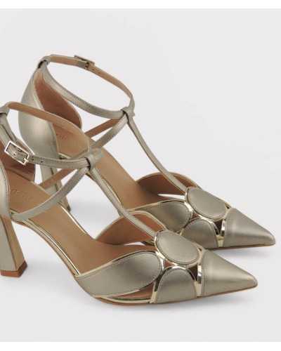 zapatos dorados Ezzio Cassiopea medallones empeine piel metalizada