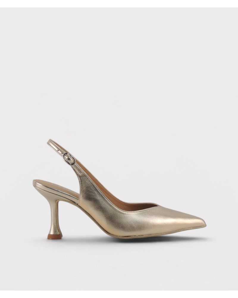 zapatos destalonados Dibia rose gold piel lisa puntera fina vista lateral