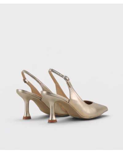 zapatos destalonados Dibia rose gold tacón cónico tira trasera vista trasera