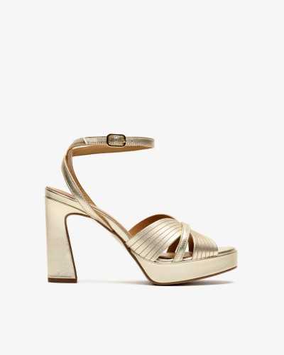 sandalias Pedro Miralles platino frontal piel metalizada
