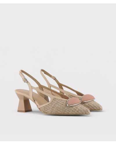 zapatos Dibia nude esterilla puntera fina adorno oval vista frontal par