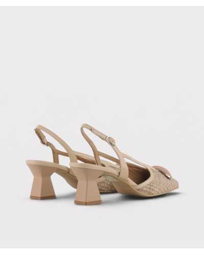 zapatos destalonados Dibia nude esterilla tacón geométrico vista trasera