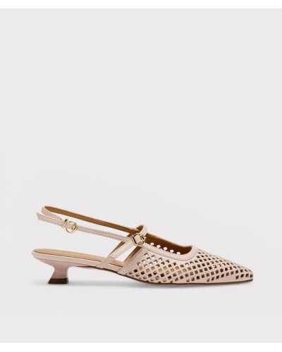 zapato destalonado Pedro Miralles Sort rosa palo piel troquelada lateral