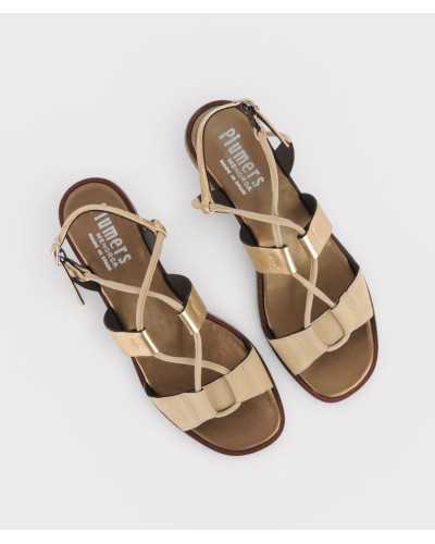 sandalia Plumers Antonella beige dorado plantilla gel vista superior