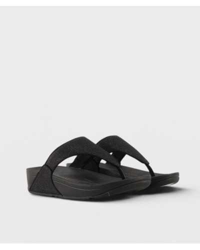 Sandalias FitFlop Lulu Shimmerglitz negras vista frontal par
