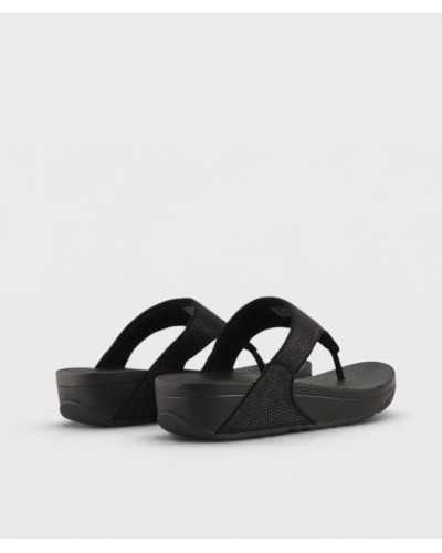 Sandalias FitFlop Lulu Shimmerglitz negras vista trasera entresuela