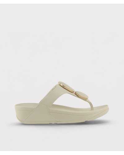Sandalia entrededos FitFlop Lulu Marbled-Stone beige vista lateral