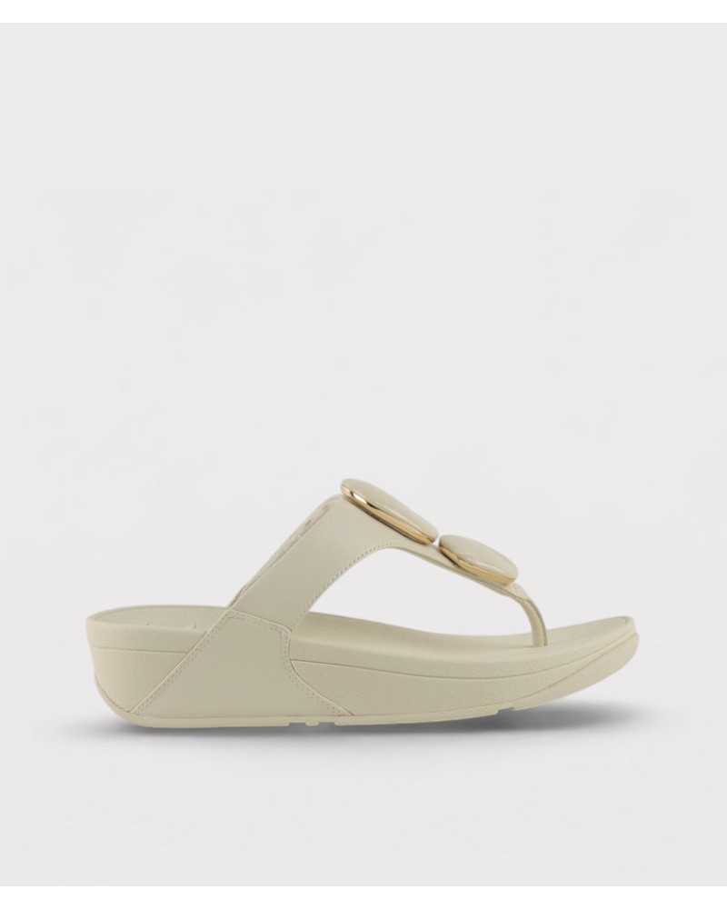 Sandalia entrededos FitFlop Lulu Marbled-Stone beige vista lateral
