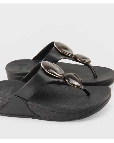FitFlop Lulu Marbled-Stone negra detalle piedras ahumadas ribete doradoV