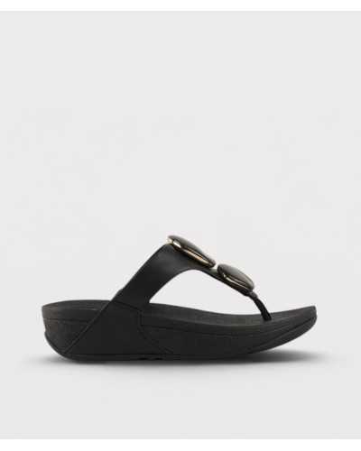 Sandalia entrededos FitFlop Lulu Marbled-Stone negra vista lateral