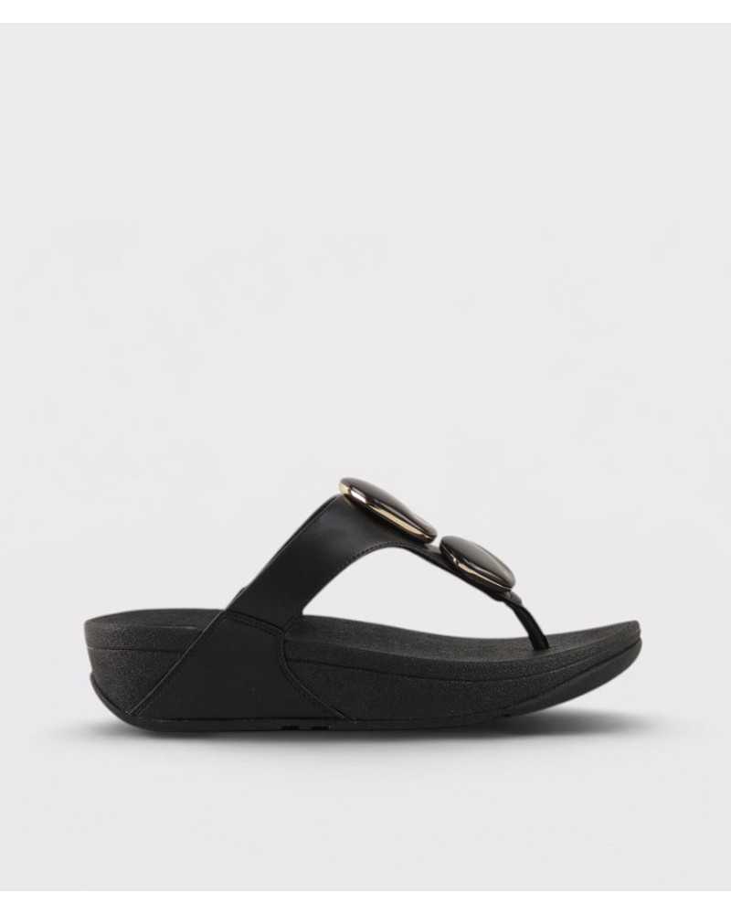 Sandalia entrededos FitFlop Lulu Marbled-Stone negra vista lateral