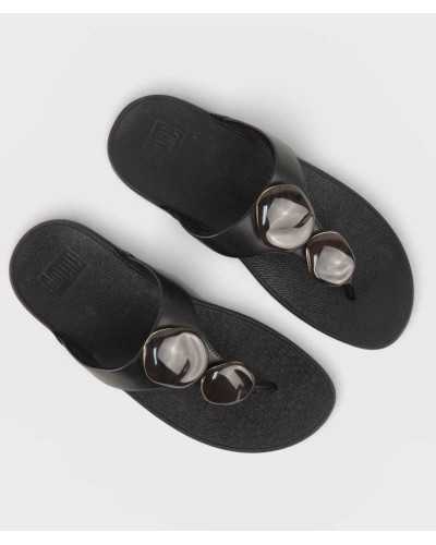 Sandalias FitFlop Lulu Marbled-Stone negras vista superior par