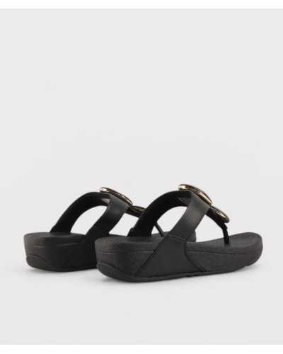 Sandalias FitFlop Lulu Marbled-Stone negras vista trasera entresuela