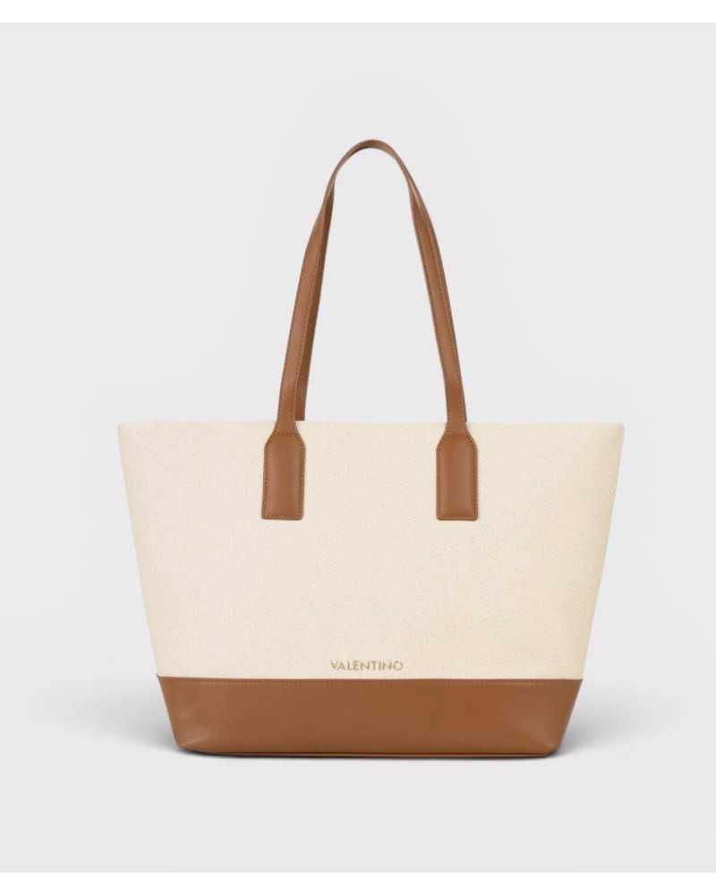 Valentino Bags bolso cabás beige lona base marrón vista frontal mujer Valentino Bags bolso cabás beige lona base marrón vista frontal mujer