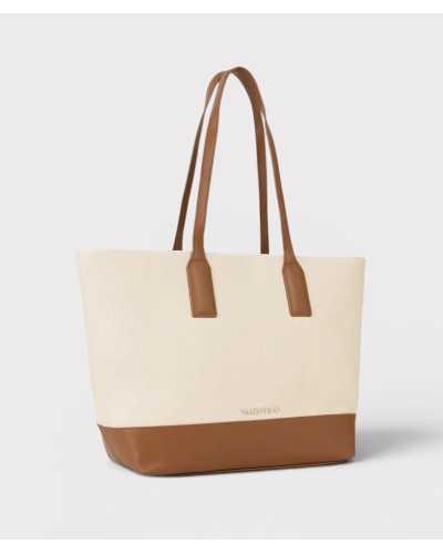 Valentino Bags bolso cabás beige lona estructura lateral mujer