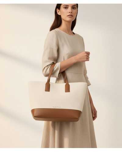 Valentino Bags bolso cabás beige lona llevado al brazo mujer