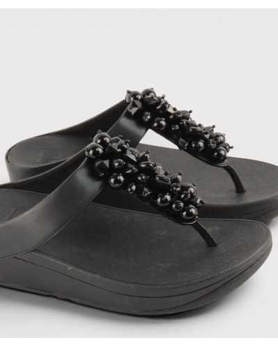 FitFlop Fino Bead-Cluster negra detalle cuentas lacadas esferas y piezas angulosas