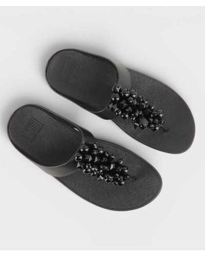 Sandalias FitFlop Fino Bead-Cluster negras vista superior par