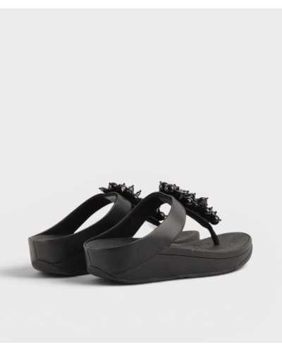 Sandalias FitFlop Fino Bead-Cluster negras vista trasera entresuela