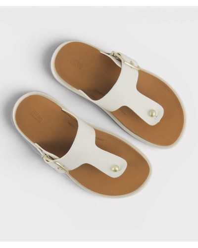 Sandalias FitFlop Gen-FF Buckle blancas vista superior plantilla cuero