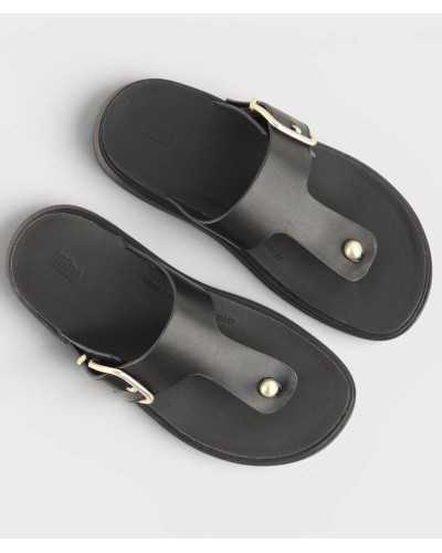 Sandalias FitFlop Gen-FF Buckle negras piel vista superior remache dorado