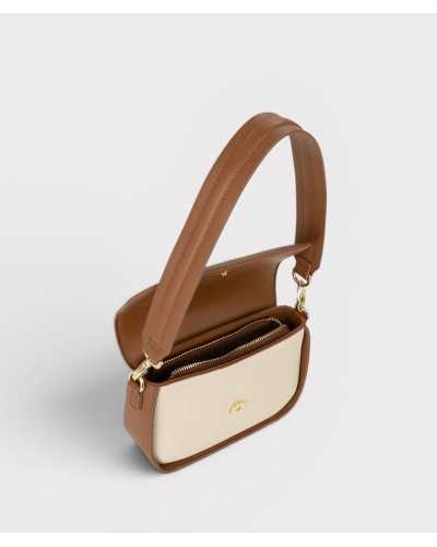 Valentino Bags bolso bandolera beige interior forrado marrón cremallera dorada compartimentos abierto