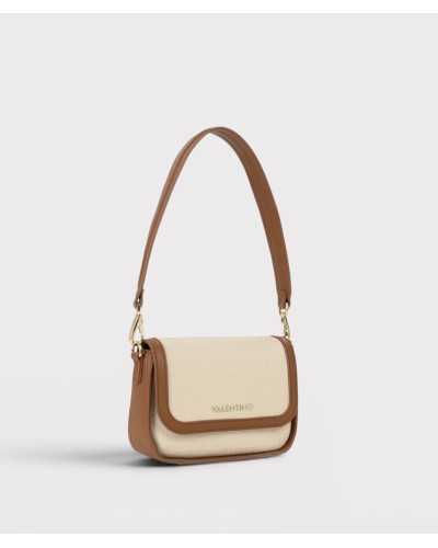 Valentino Bags bolso bandolera beige lona marrón vista lateral correa regulable mujer