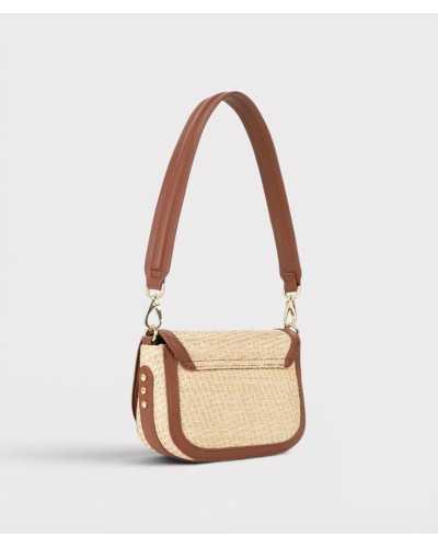 Valentino Bags bolso bandolera rafia beige segunda vista lateral correa regulable marrón dorado