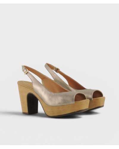 sandalia La Valeta Weekend Pedro Miralles metal humo peep toe plataforma par frontal