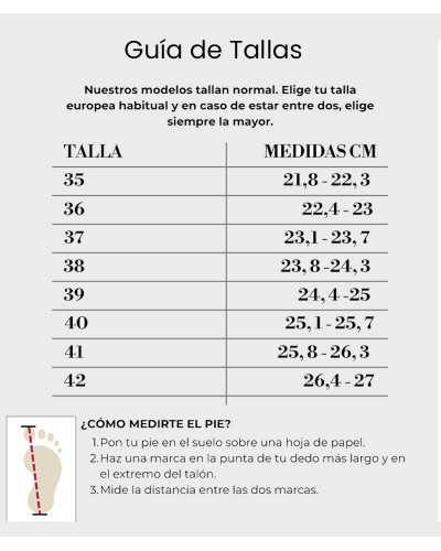 alpargata Alhamas Romero cuña alta lino piedra ficha guía de tallas