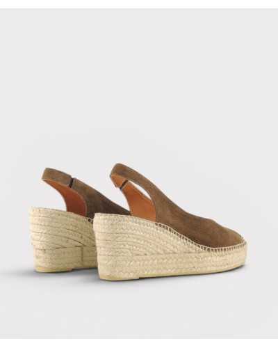 alpargata salón cuña Viguera marrón serraje trasera slingback