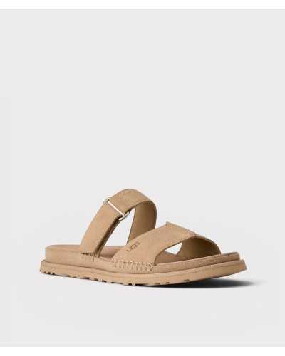 flat sandal UGG GoldenGaze sand double strap suede front view
