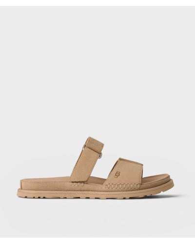 flat sandal UGG GoldenGaze sand double strap suede lateral