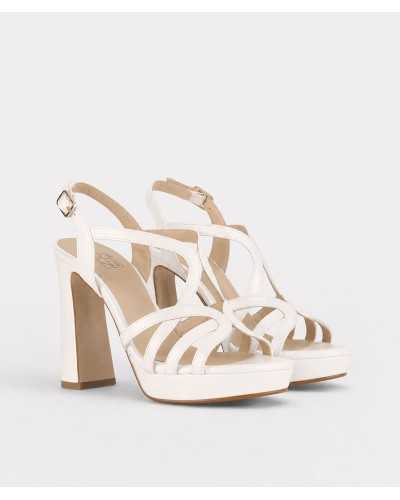 Sandalia Alma personalizable napa blanco — tacón bloque 11,5 cm — Boston Toledo