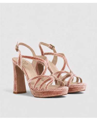 Sandalia Velvet personalizable terciopelo nude — tacón bloque 11,5 cm — Boston Toledo
