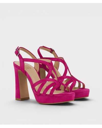 Sandalia nora personalizable ante fuxia — tacón bloque 11,5 cm — Boston Toledo