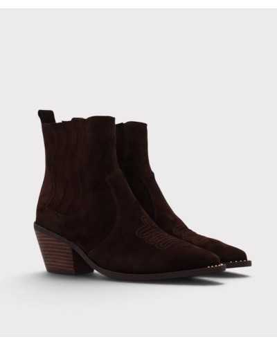 Par de botines cowboy Noa Harmon Wind marrones con bordado en el empeine