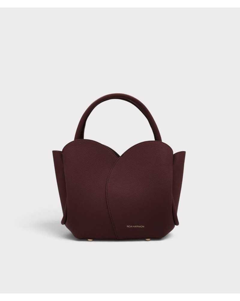 Bolso Roselle de Noa Harmon en piel sintética burdeos, vista frontal con asas de mano