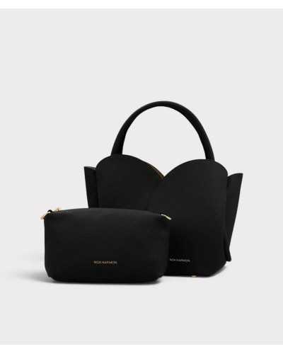 Bolso Roselle negro de Noa Harmon junto a su neceser interior con cremallera