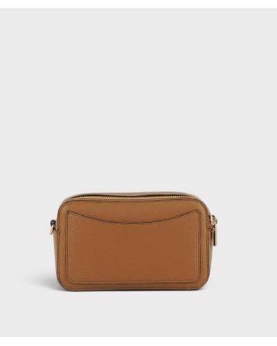 Trasera de la camera bag Liu Jo camel, con un bolsillo plano