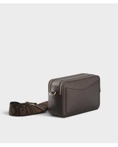 Trasera de la camera bag Liu Jo marrón metalizado, con un bolsillo plano